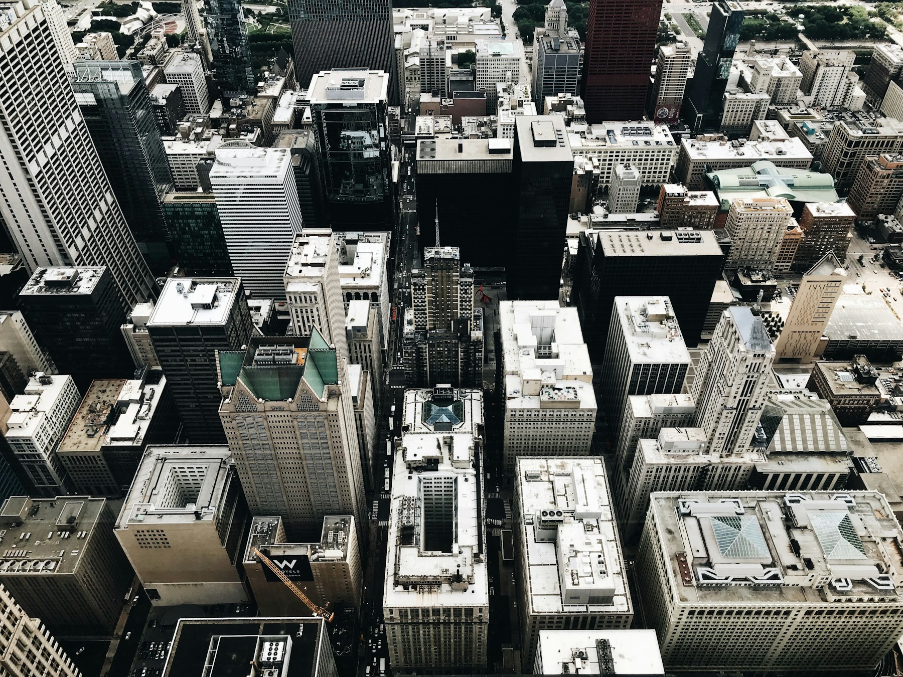 Aerial view of a global city business district
